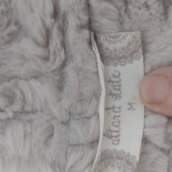 Altr’d State Womens M Fur Lined Suede Tan White Open Front Vest With Pockets - Picture 6 of 8